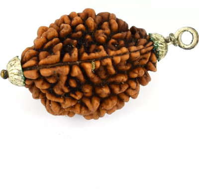 HAPPY CREATION 2 Face Rudraksha 2 Mukhi Nepali Rudraksha Silver Wood Pendant