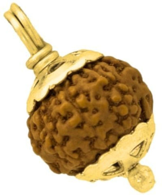 Fine Creation Rudraksha 8 Mukhi indonesian Rudraksha Certified 8 Faced Rudraksha Gold-plated Brass Pendant
