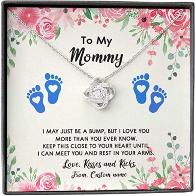 Rakva Gift Mom To My Mommy From Custom Name Bump Close Heart Rest Arm Kiss Flower Rhodium Zircon Sterling Silver Pendant Set