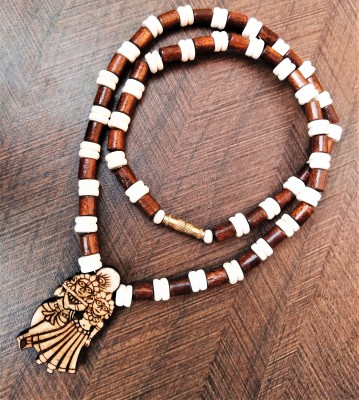ANVIKA Radha-Krishna Tulsi Mala Wood Necklace Chain For Men-Women Wood Locket
