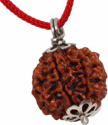 Fine Creation Original 4 Mukhi Nepali Rudraksha Natural Four Face Rudraksh Metal Capped Wood Pendant