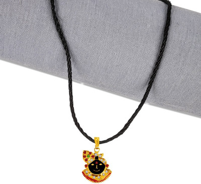 Pundriksh Shri Nath Ji/Banke Bihari Ji/Krishna Head/Face Pendant Locket With Cotton Dori Gold-plated Stainless Steel Locket Set