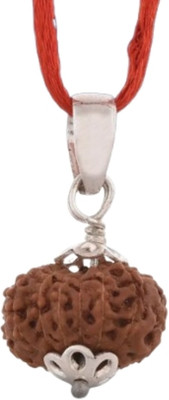 GANESHA ARTS 14 Mukhi Rudraksha From Java 8mm-10mm Silver Pendant Wood Pendant