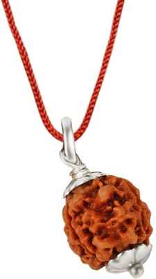 Fine Creation 3 Mukhi rudraksha / 3 Face Rudraksha Nepali For Unisex Silver Wood Pendant
