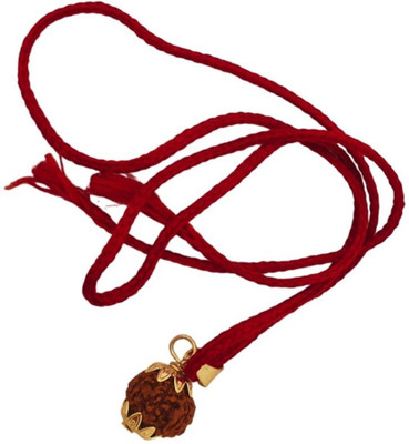 Fine Creation Original, Real and Natural 7 Mukhi / Seven Face / 7 Face Rudraksha Gold-plated Wood Pendant