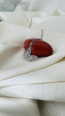deeu Elegant Butterfly Pendant Necklace – Sterling Silver Charm Sterling Silver Zircon Stainless Steel Pendant