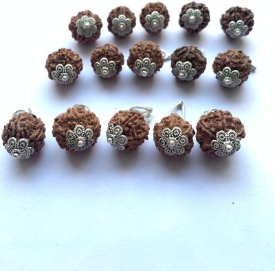 Rudraksham 5 Mukhi Nepali Rudraksha Pendant (Set Of 15) Silver Brass Pendant