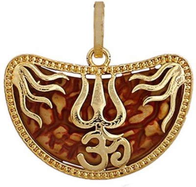 Garima mart Garima Ek Mukhi Rudraksha OM Trishul Pendant Wood, Metal