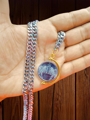 REVERSEA 1 Rs Coin Locket With Stainless Steel Chain Sterling Silver, Silver Alloy, Stainless Steel Locket