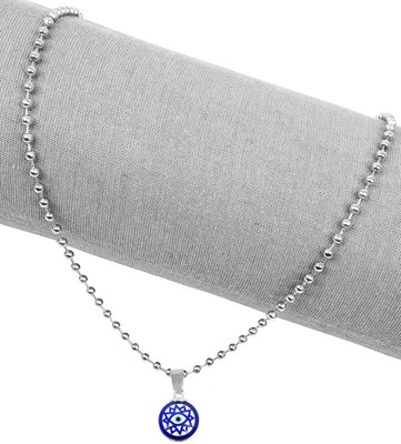 Utkarsh Dual Side Chakra Round Blue Stone Evil Eye Nazar Suraksha Kavach Locket Pendant Stainless Steel Pendant