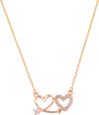 Nilu's Collection Rose Gold Plated Double Heart Pendant Necklace for Women And Girls |Anti-Tranish Copper Pendant