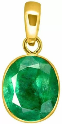 Gemzonite Emerald Stone Pendant Panna 7.25 ratti Precious Stone Lab Certified for unisex Emerald Brass Locket