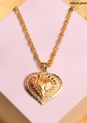 RKB SALES heart shape Pendant With Chain Gold Plated For Mens And Boys Gold-plated Alloy Pendant Set