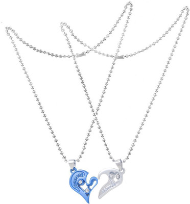 Teeragaj Saiizen StainlessSteel velantine's silver & blue heart locket for girls for boys Silver Stainless Steel Locket