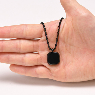 m a enterprises F 698_RR cube pure blk Rhodium Stone Pendant Set