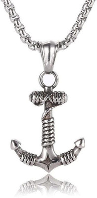 m a enterprises Ship Rope Anchor Hook Fancy Pendant And Chain For Men Stainless Steel Pendant Silver Stainless Steel Pendant