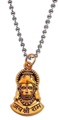 Malas Collection gold plated mukhi Hanuman bajrangbali locket ball chain for boy/men&girls/women Gold-plated Brass Locket