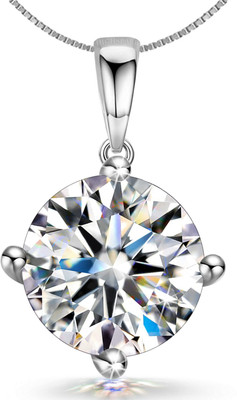 HighSpark 925 Silver Classic Solitaire Pendant & Chain Cubic Zirconia Silver Pendant