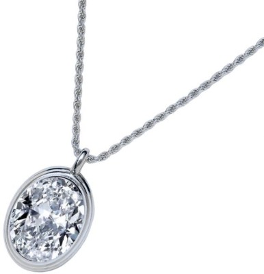 Chopra Gems Most Demanded & Beautiful American Diamond Zircon/Zirconia Stone Pendant Silver Zircon Brass
