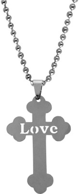M Men Style Religious Jesus Christ Cross With Love Stainless Steel Pendant Necklace Sterling Silver Stainless Steel Pendant