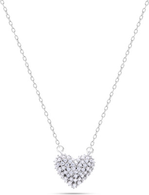 RANISHAA Crystal Heart Pendant Necklace, Sterling Silver Chain, Cubic Zirconia Cubic Zirconia Sterling Silver Pendant
