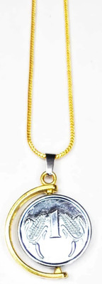 LETNIX Silver Chain For Men/Boys Silver Plated gold coin Stainless Steel, Silver Chain Gold-plated Metal