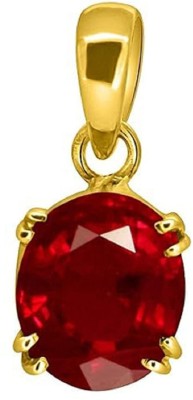 MARATNA 7.25 Ratti Ruby Manik Pendant/Locket Gemstone by Lab Certified for Men & Women Ruby Brass