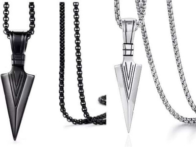EIT Collection Stunning Trendy Black&Silver Arrow Pendant for Boys and Men | Stylish Pendant Rhodium, Sterling Silver Alloy, Stainless Steel Pendant