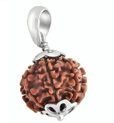 RIKIJAZ 4 Mukhi Nepali Rudraksha Lab Certificate Natural Four Face Rudraksha Pendant Silver Wood Pendant