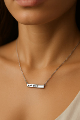 Pahel The silver that shines “With You” Bar Necklace | 925 Sterling Silver with Mother of Pearl Mother of Pearl Sterling Silver Pendant