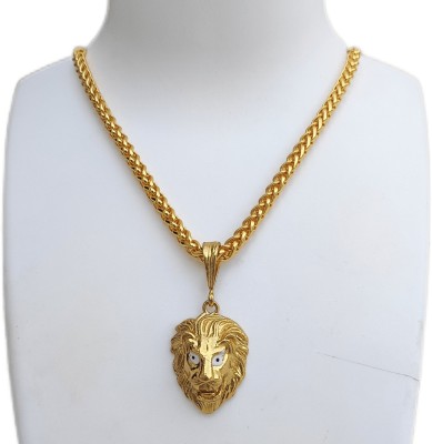 D D FASHION Lion pandent with New rope Chain For Mens and Boys. Gold-plated Alloy Pendant Set