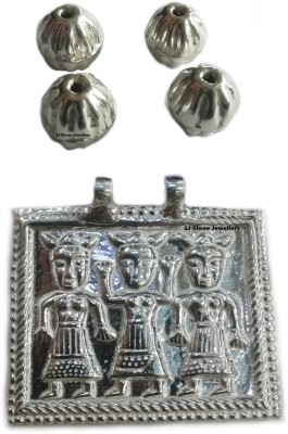 Shree Jewellers Sterling Silver Ahoi Ashtami Hoi Puja Pendant & 4 Pcs Silver Beads. Silver Silver Pendant