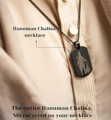 m a enterprises Hanuman Chalisa and Gada Micro-carved Tag Stainless Steel Necklace for Men & Boy Sterling Silver Stainless Steel Pendant