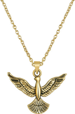 mahi Flying Bird-Shaped Pendant with Chain Gold-plated Alloy Pendant