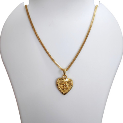 privyani Heart OM Chain Pendant Set with 1 Gram Polish, 24-Inch Chain Gold-plated Brass Locket Set