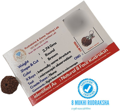 MAHANT JEWELLERY Original 8 Mukhi Rudraksha with Pendant from indonesian Certified by Lab Wood Locket