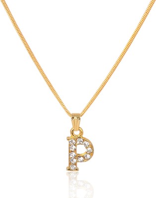 CzarDonic CZARDONIC English Alphabet Initial Letter P Gold Gold-plated Plated Alloy Necklace