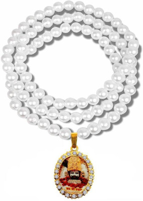 house of common JAR481-03 Jai Shree Baba Khatu Shyam/Barbarika Ji Locket Pendant Moti/Beads Mala Stainless Steel Pendant Set