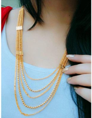 Temora Stylish & Trendy Gold-plated Beads Brass Pendant Set