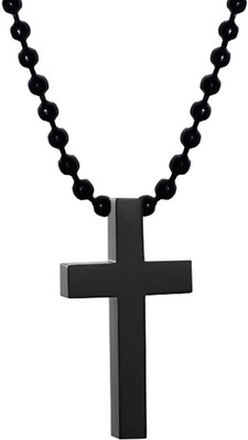 Teeragaj Black Lord Holy Jesus Christ Cross Christian Isa Masih Pendant Locket Necklace Stainless Steel Pendant Set