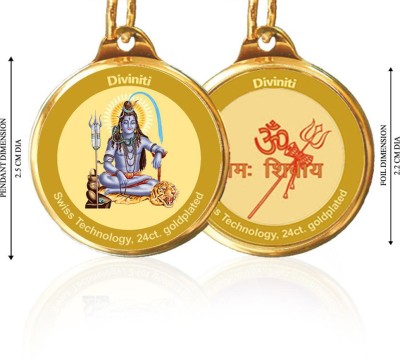 DIVINITI 24K Double sided Gold Plated Pendant SHIVA & OM|22 MM (5 PCS) Gold-plated Metal Pendant