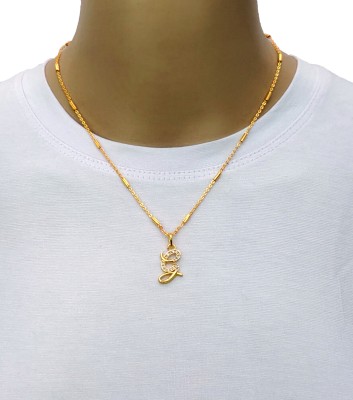 CLONEO G name alphabet letter pendant with Gold Chain for Girls & Women Gold-plated Alloy