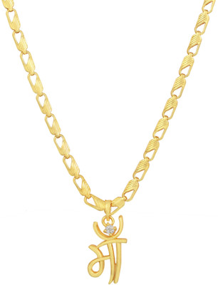Charms Maa Alphabet Pendant With Gold Plated Chain Gold-plated Alloy Locket Set