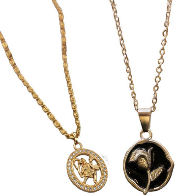 HEM RUPA Exquisite Locket and Chain Designs for Men, Boys, Women and Girls Gold-plated Brass, Metal Locket Set