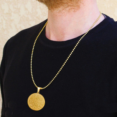 The Men Gift Glossy Gold-plated Stainless Steel Pendant Set