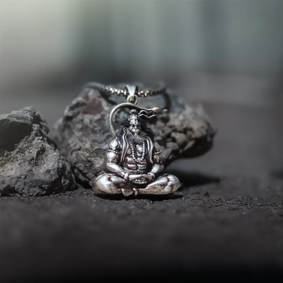 m a enterprises Hanuman Silver Locket With Stainless Steel Chain Rhodium Stainless Steel, Alloy Locket