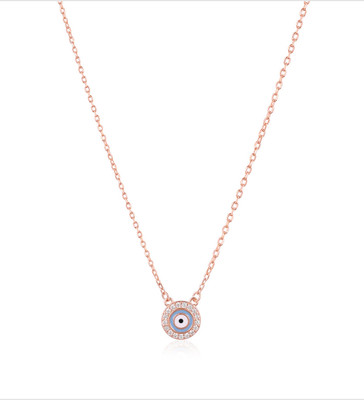 SILphony Rose Gold Evil Eye Pendant Rhodium Cubic Zirconia Silver Pendant