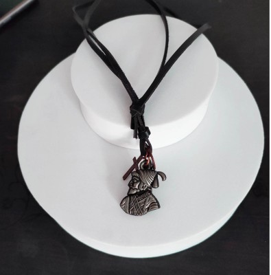 M Men Style Religious Chatrapati Shivaji Maharaj Zinc Metal Pendant Necklace Rhodium Metal, Leather Pendant
