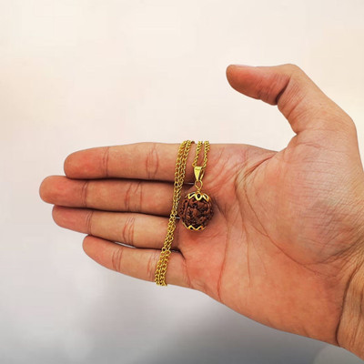 HAPPY CREATION Unique & Effective Four Mukhi Rudraksha 4 Faced Rudraksha For Men & Women Gold-plated Beads Brass, Wood Locket
