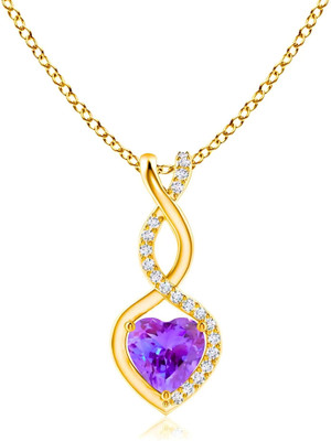 GEMSLAY Heart Pendant Necklace with Purple Amethyst CZ in Twisted Infinity Frame Gold-plated Cubic Zirconia Brass Pendant